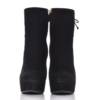 Saint Laurent Suede Corset Wedge Boots 37.5 Black 2 of 12