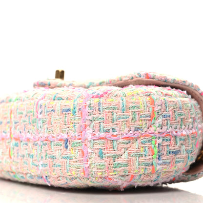 Chanel Tweed Quilted Baywatch Top Handle Flap Light Pink Green Orange Purple 10 of 10
