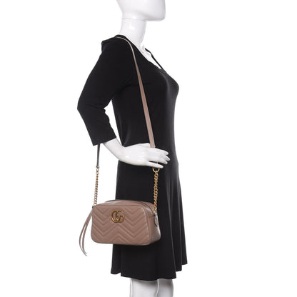 Gucci Calfskin Matelasse Small GG Marmont Chain Shoulder Bag Porcelain Rose 2 of 9