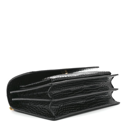 Saint Laurent Calfskin Crocodile Embossed Medium Monogram Sunset Black 4 of 13