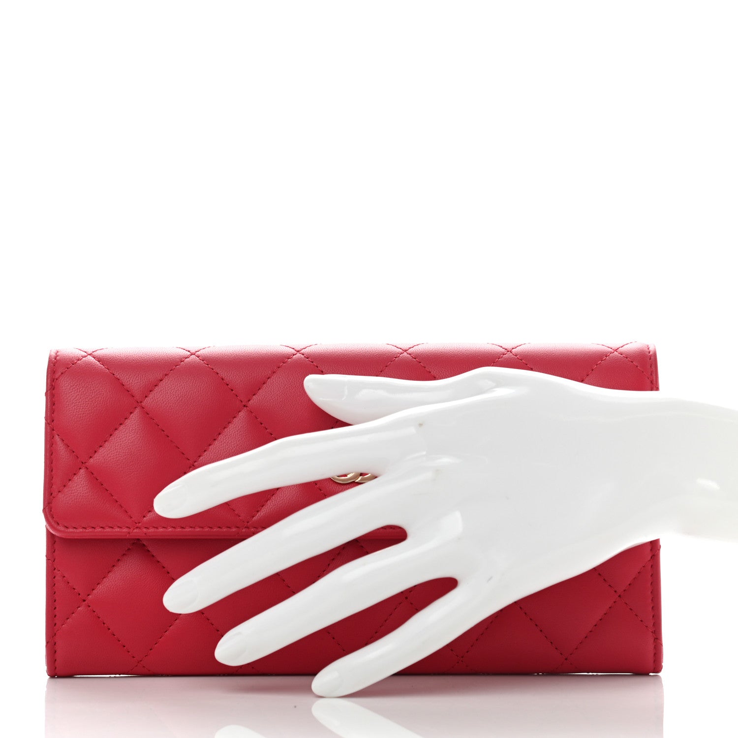 Chanel Lambskin Quilted Large Gusset Flap Wallet Red 2 of 6