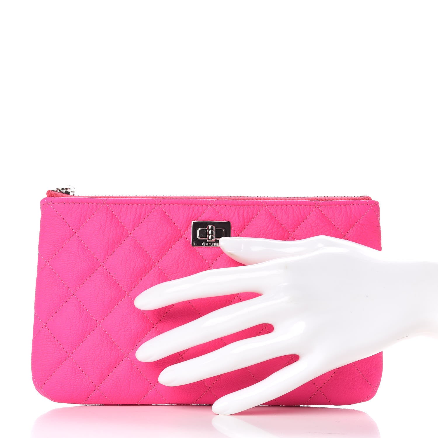 Chanel Goatskin Quilted Medium Reissue Cosmetic Case Pink 2 of 8