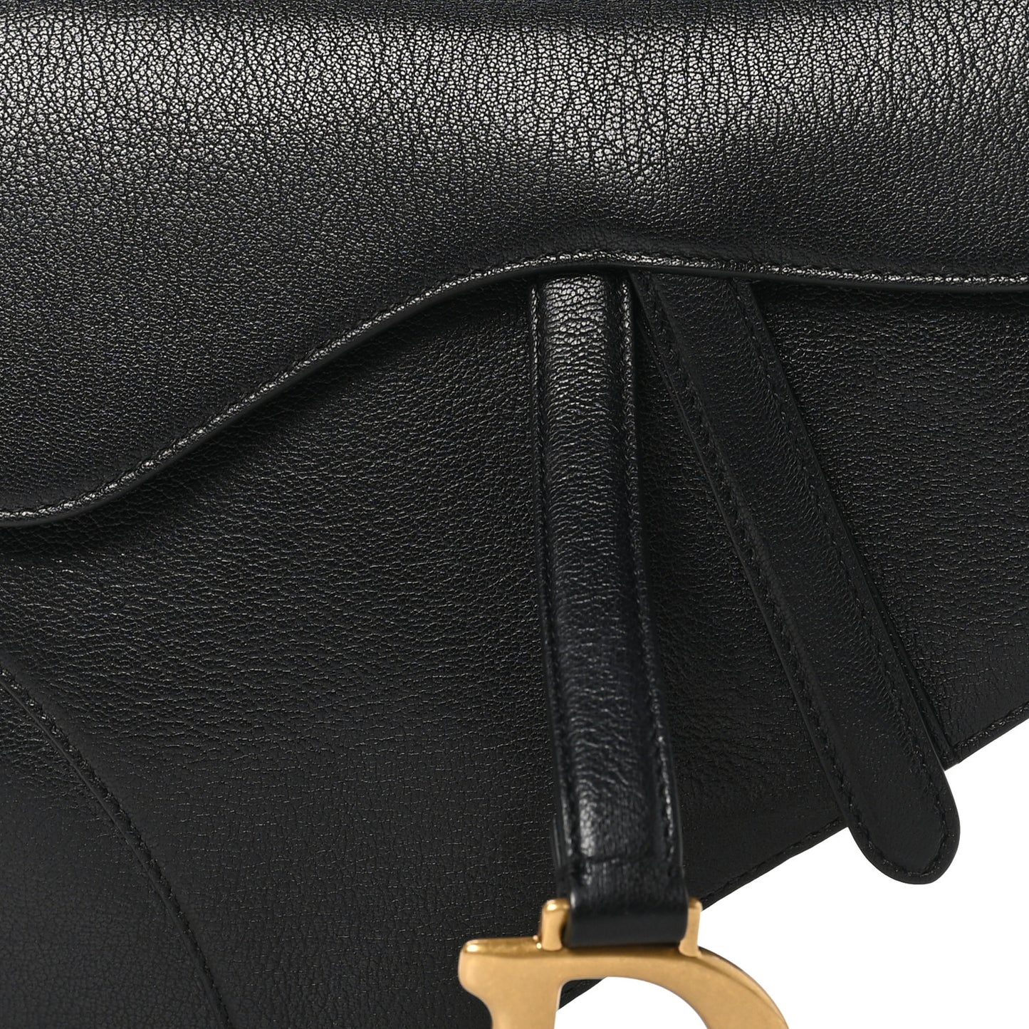 Shiny Goatskin Saddle Bag Black