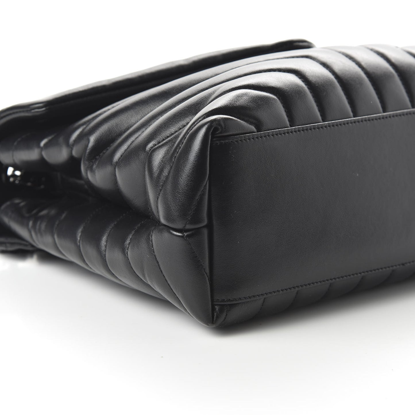 Calfskin Y Quilted Monogram Medium Loulou Chain Satchel Black