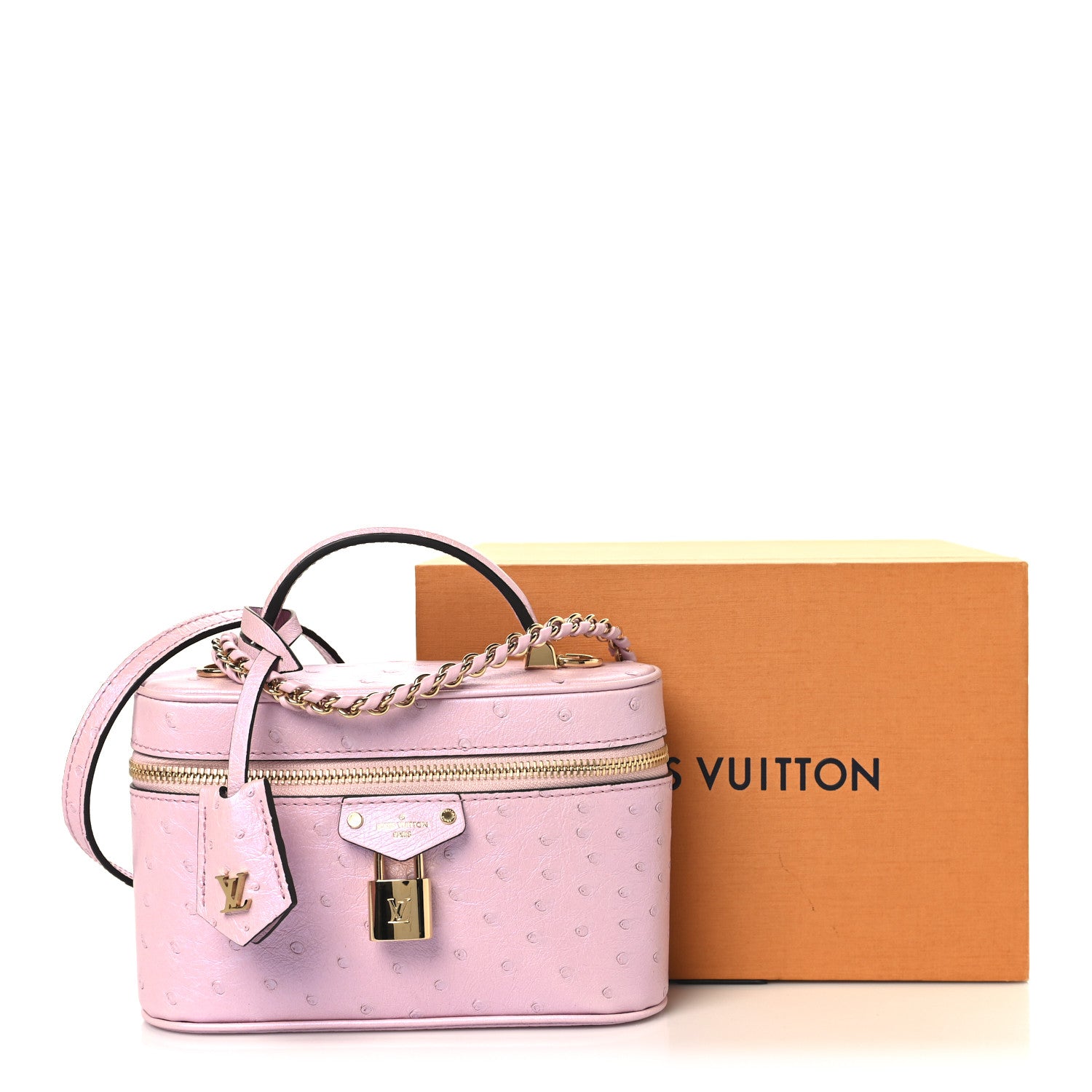 Louis Vuitton Ostrich Vanity Chain Pouch Pink 10 of 10