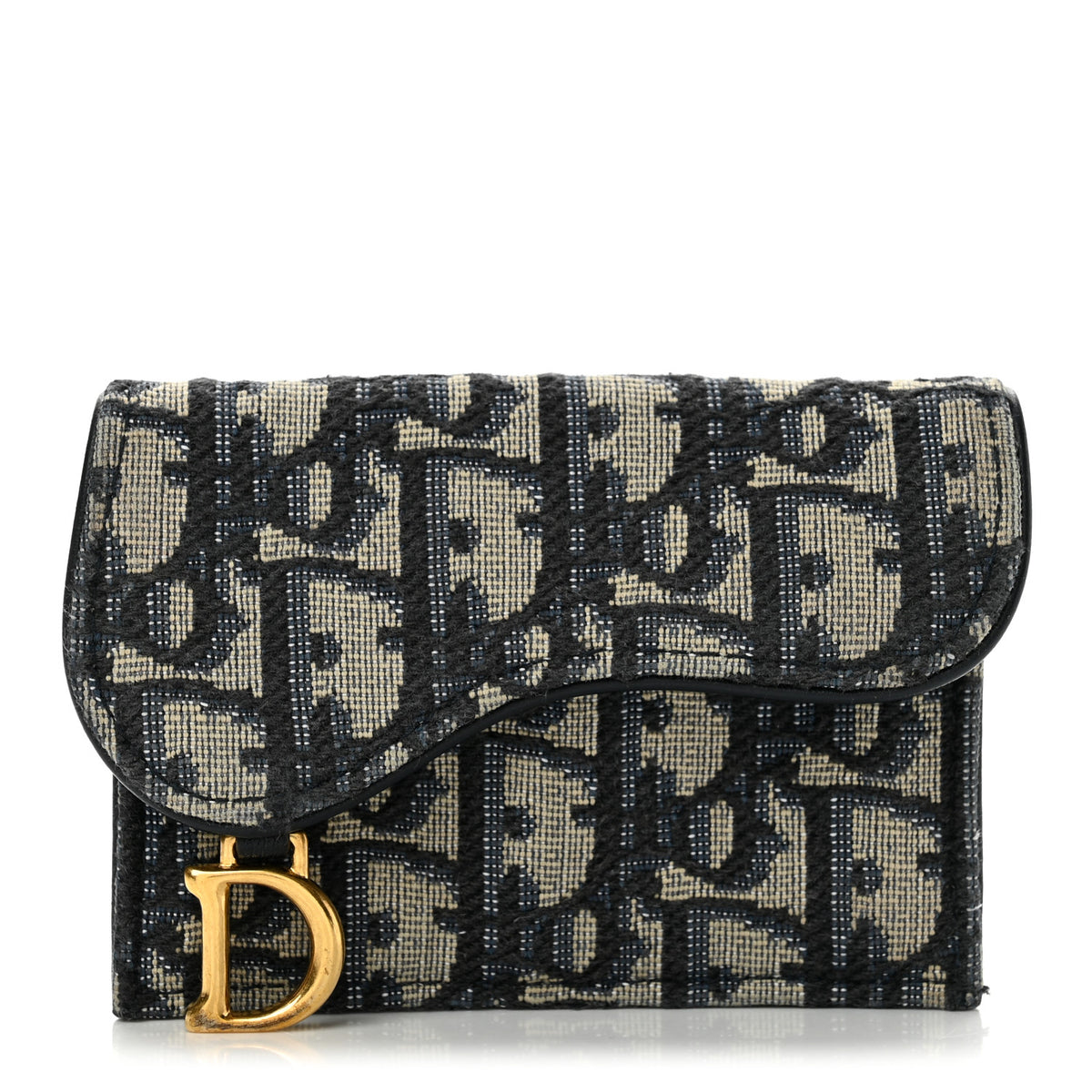 Christian Dior Oblique Saddle Card Holder Blue 1 of 10