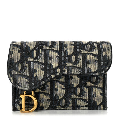 Christian Dior Oblique Saddle Card Holder Blue 1 of 10