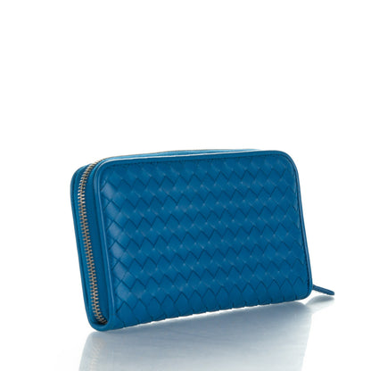 Bottega Veneta Nappa Intrecciato Zip Around Wallet Blue 3 of 8