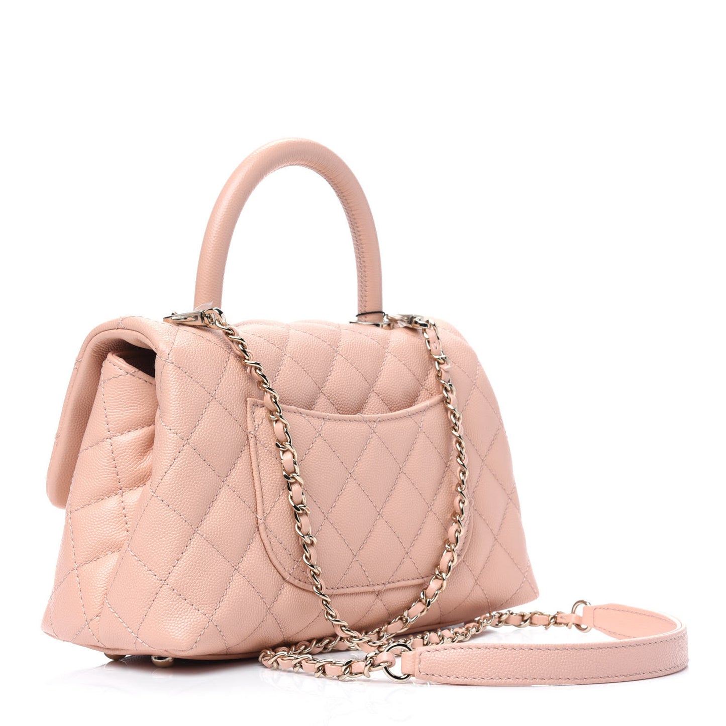 Caviar Quilted Mini Coco Handle Flap Light Pink