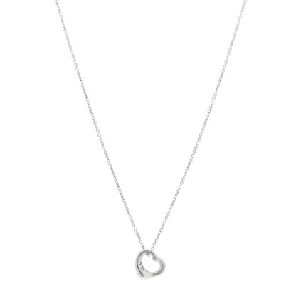Tiffany Platinum Diamond 11mm Elsa Peretti Open Heart Pendant Necklace 1 of 5