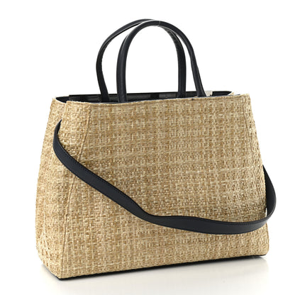 Fendi Woven Raffia Vitello Regular 2Jours Tote Natural Black 3 of 13