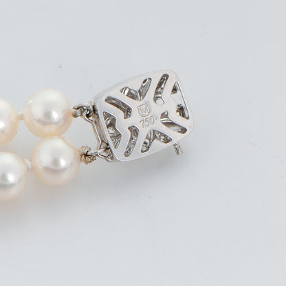 Mikimoto 18K White Gold Akoya Cultured Pearl 6.5mm Double Strand Bracelet 7 of 7
