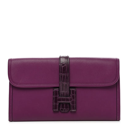 Hermes Swift Shiny Alligator Jige Duo Touch Clutch Anemone 1 of 10