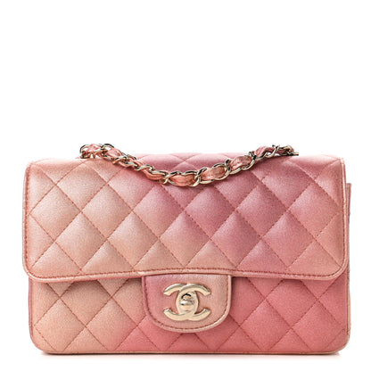 Chanel Metallic Lambskin Quilted Ombre Mini Rectangular Flap Pink 1 of 10