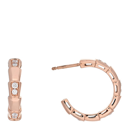 Bulgari 18K Rose Gold Diamond Serpenti Viper Hoop Earrings 1 of 6