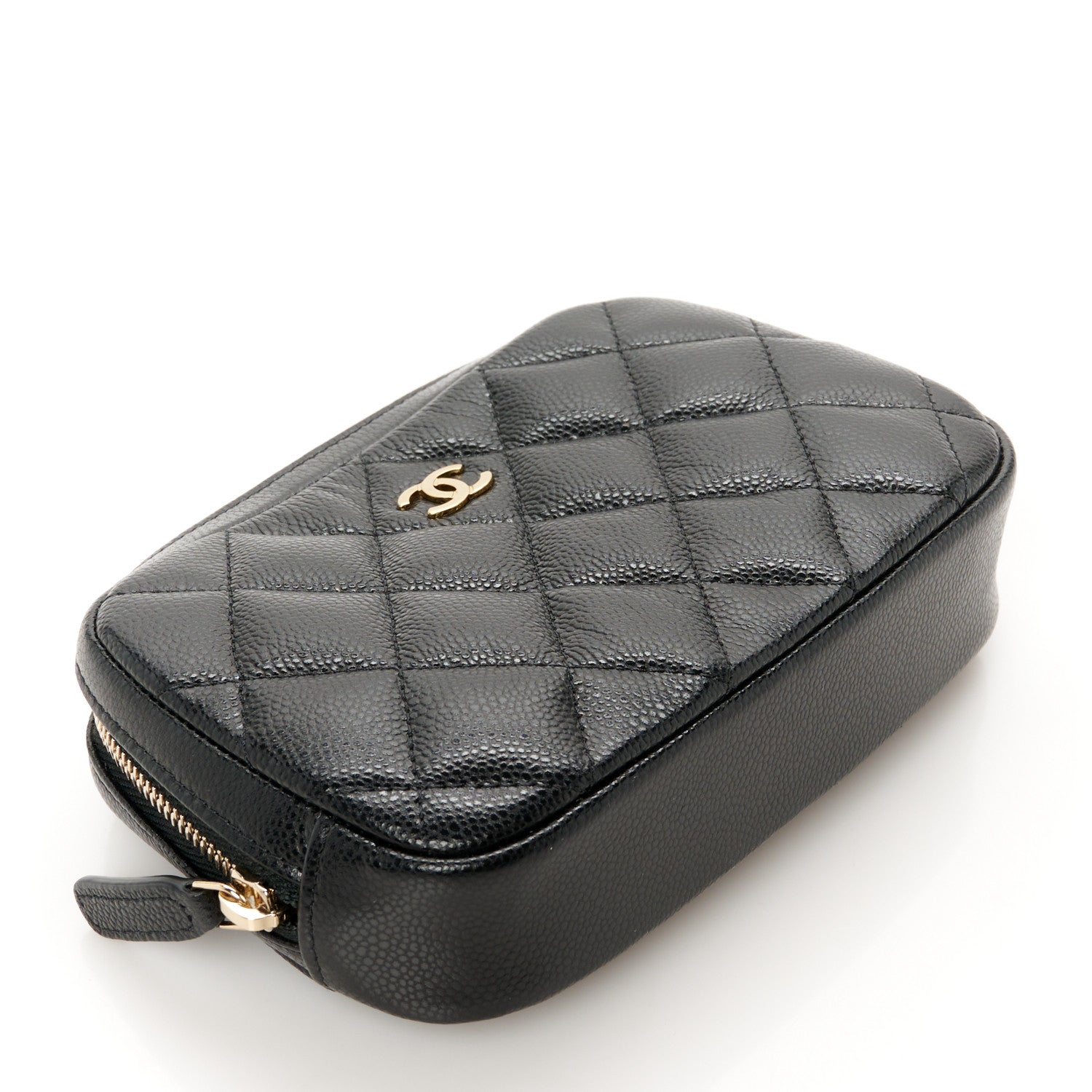 Chanel Caviar Quilted Small Curvy Pouch Cosmetic Case Black 4 of 9