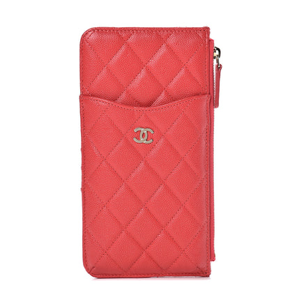 Chanel Caviar Quilted Classic Flat Wallet Pouch Dark Pink 1 of 6