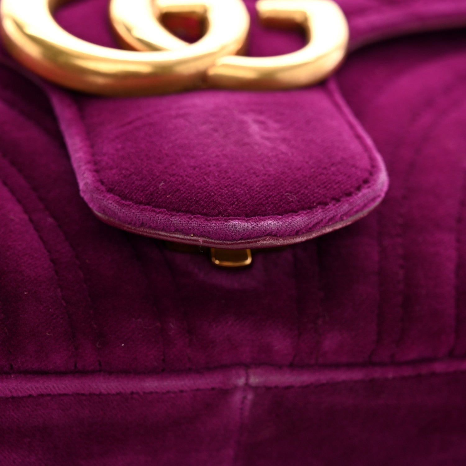 Gucci Velvet Matelasse Medium GG Marmont Shoulder Bag Fuchsia Violet Cyclamen 12 of 14