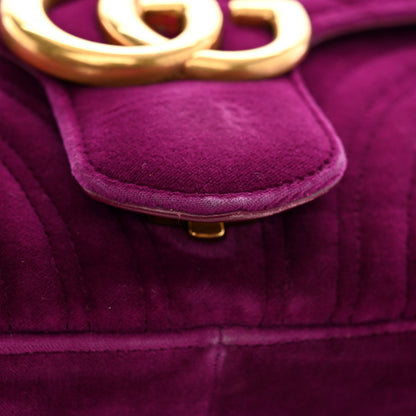Gucci Velvet Matelasse Medium GG Marmont Shoulder Bag Fuchsia Violet Cyclamen 12 of 14