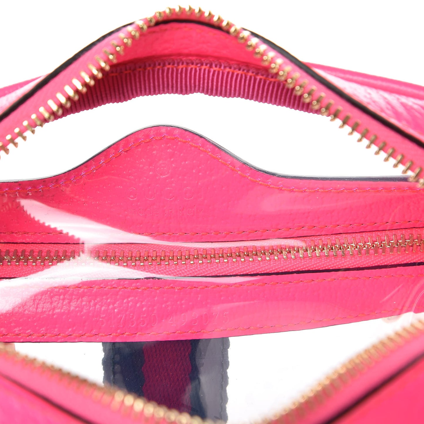 Vinyl Web Mini Ophidia Transparent Shoulder Bag Fluorescent Fuchsia