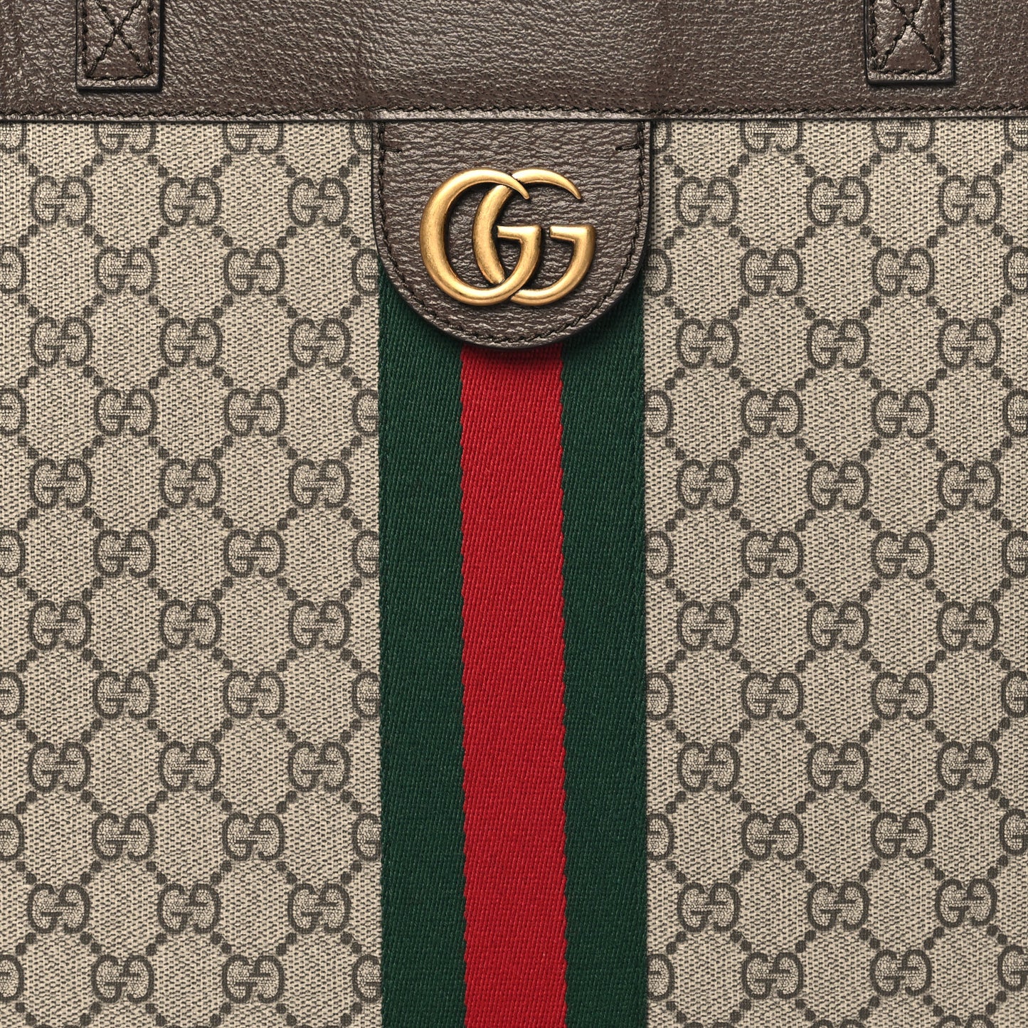 GG Supreme Monogram Web Ophidia Tote Brown