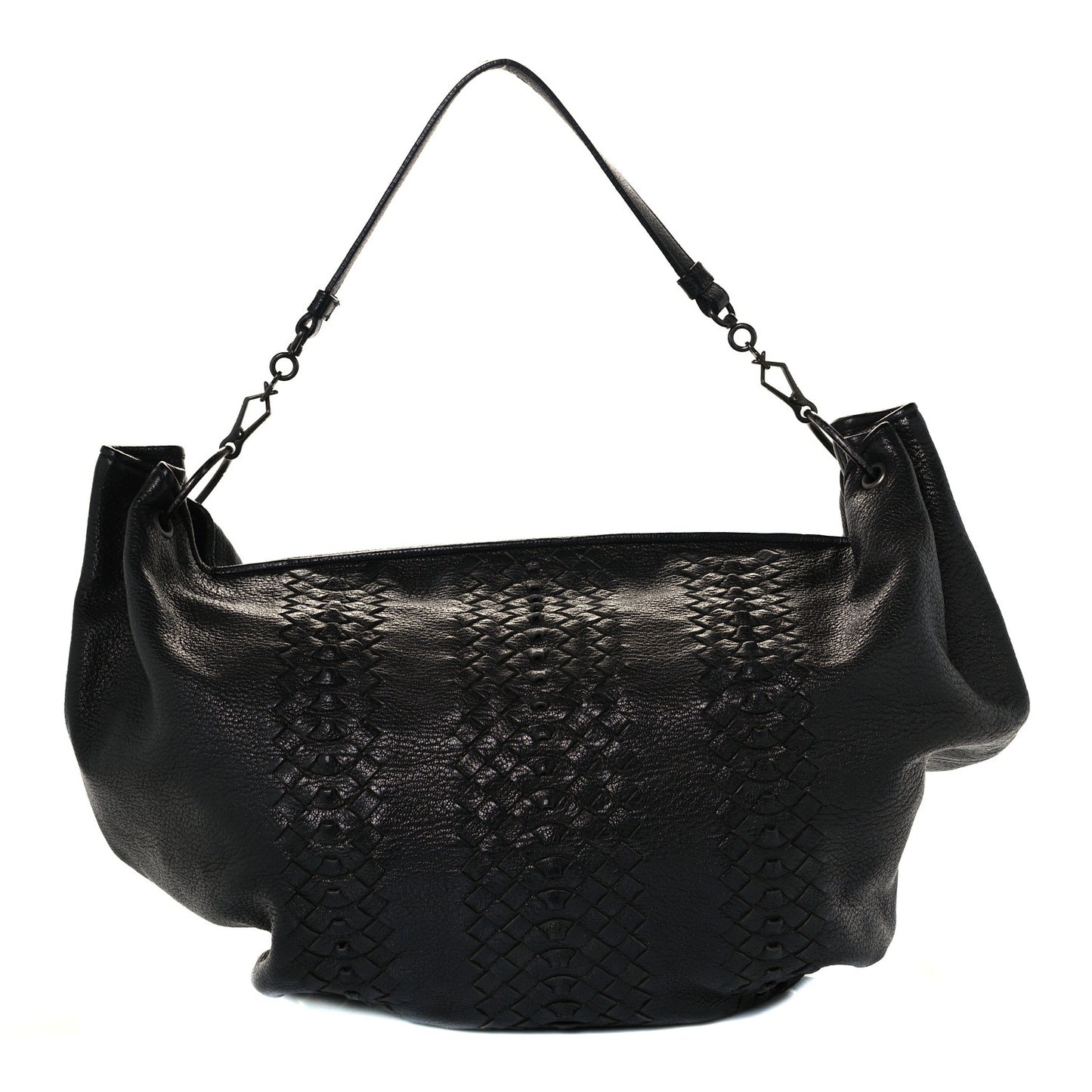 Cervo Deerskin Woven Hobo Black