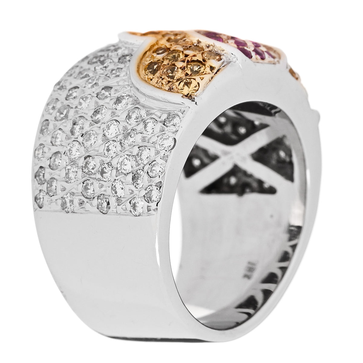 Parker & West by FASHIONPHILE 18K White Gold Diamond .85ctw Pink Yellow Sapphire Floral Ring 53 6.25 6 of 8