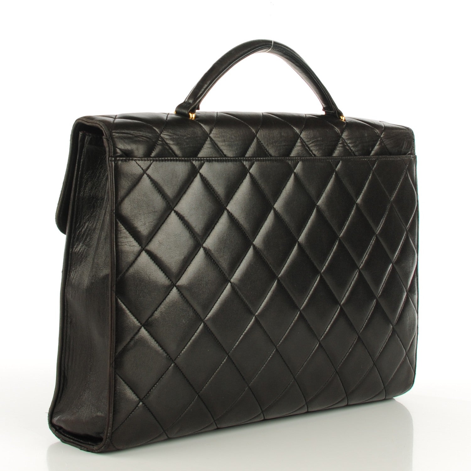 Chanel Lambskin Quilted Briefcase Laptop Bag Black 3 of 9