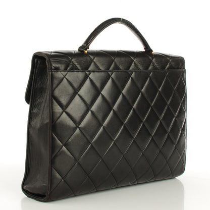 Chanel Lambskin Quilted Briefcase Laptop Bag Black 3 of 9