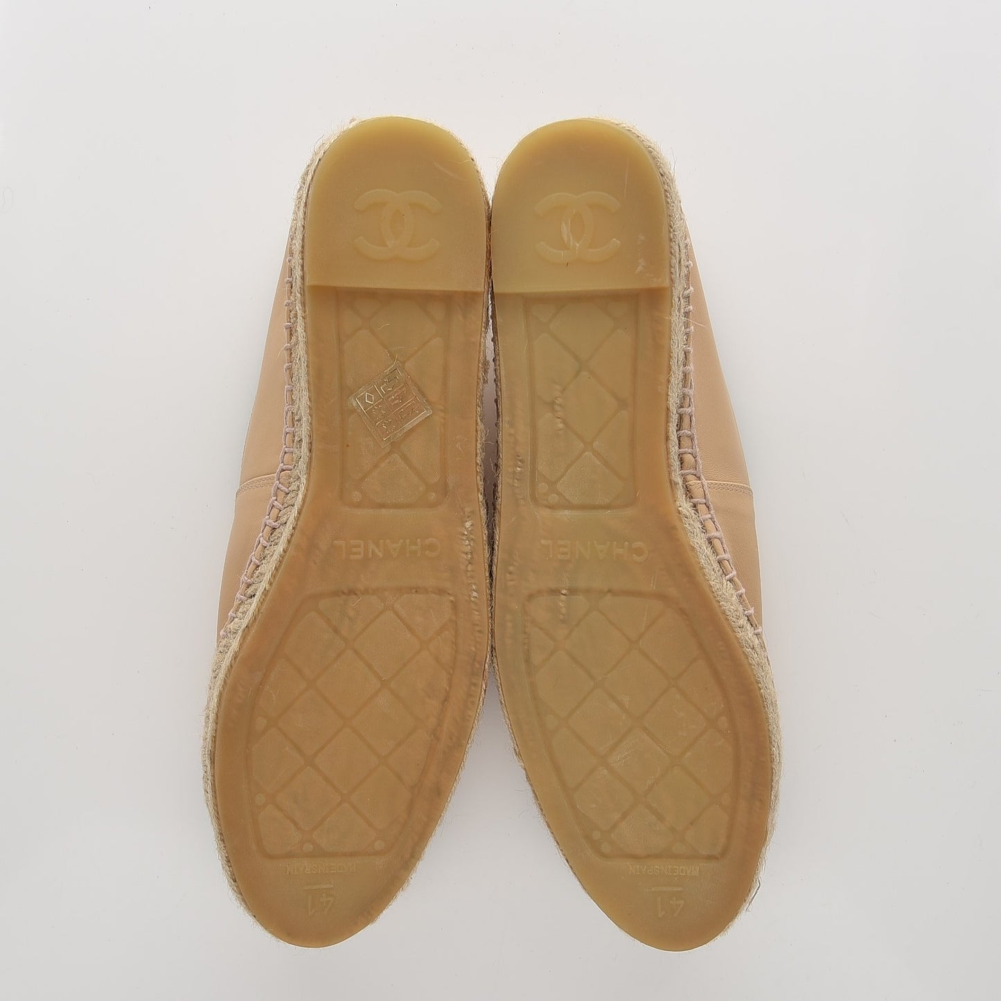 Lambskin Cap Toe CC Espadrilles 41 Beige Black