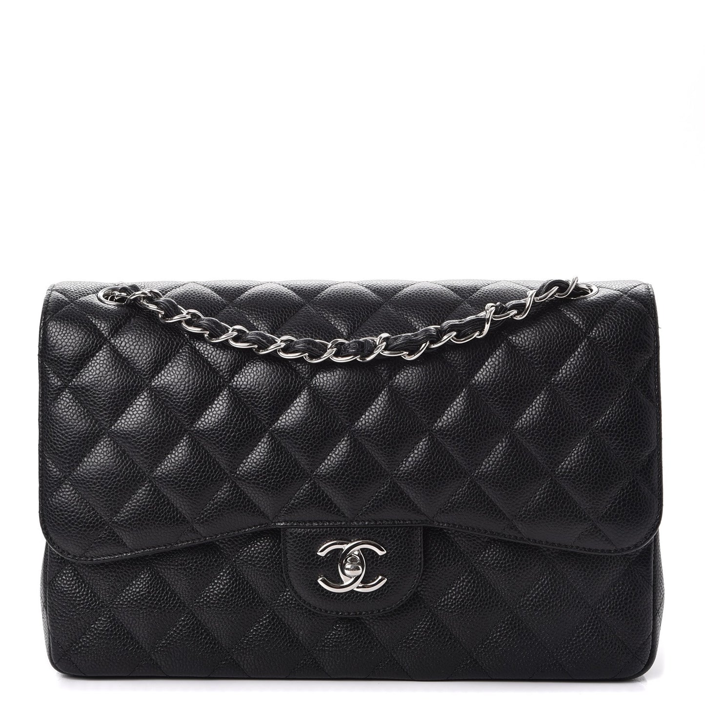 Caviar Quilted Jumbo Double Flap Black