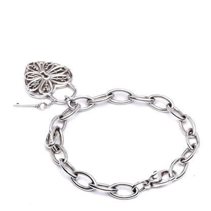 Tiffany Sterling Silver Filigree Heart Key Bracelet 3 of 5