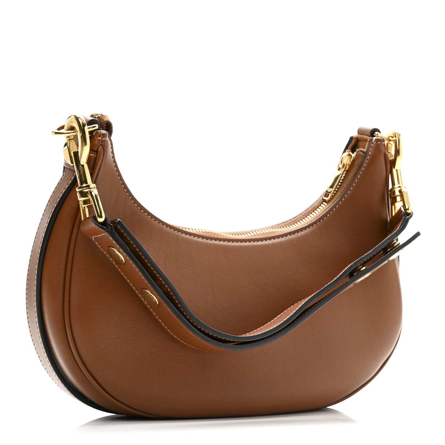 Smooth Calfskin Medium Strap Ava Shoulder Bag Tan