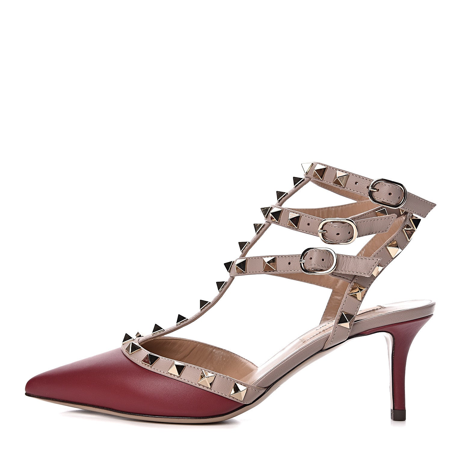 Valentino Garavani Calfskin Nappa Rockstud Ankle Strap 65mm Pumps 36 Rubino Poudre 1 of 9