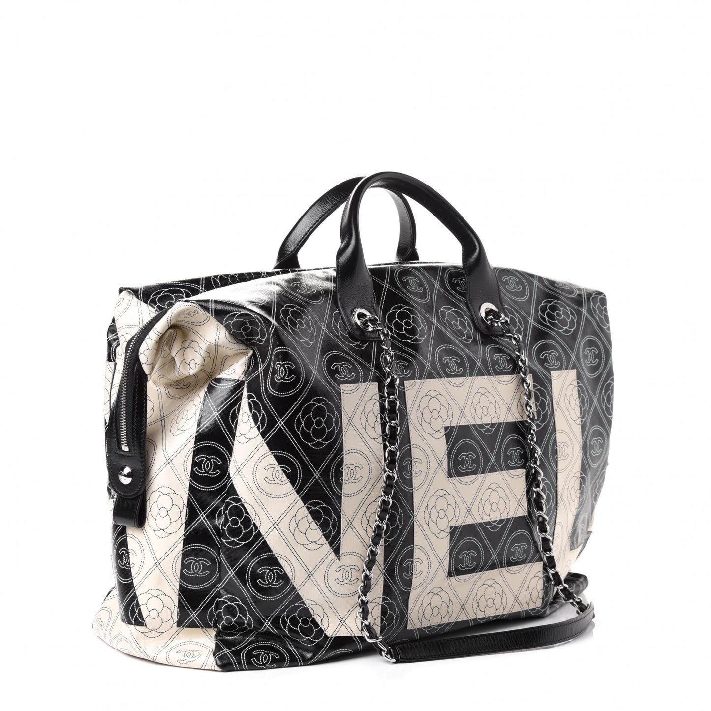 Coated Canvas Camellia Bowler Black Beige