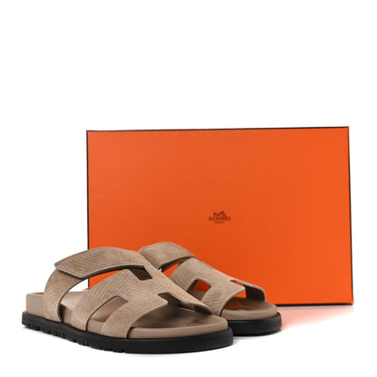 Hermes Suede Goatskin Chaine d'Ancre Womens Chypre Sandals 36 Beige Sable 9 of 9