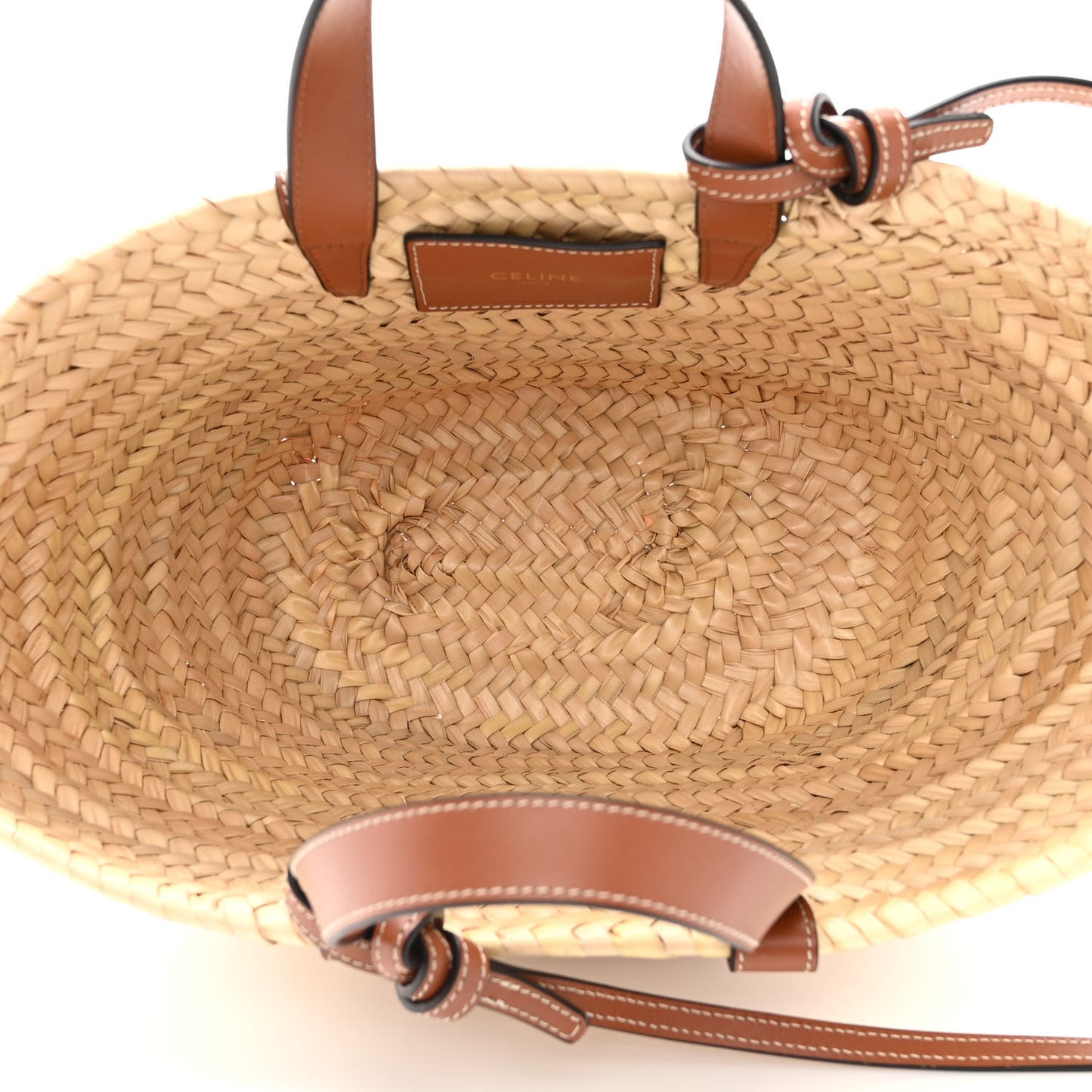Raffia Calfskin Triomphe Teen Panier Tan