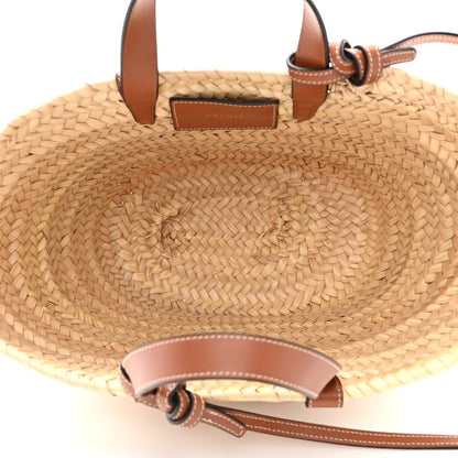 Celine Raffia Calfskin Triomphe Teen Panier Tan 5 of 9