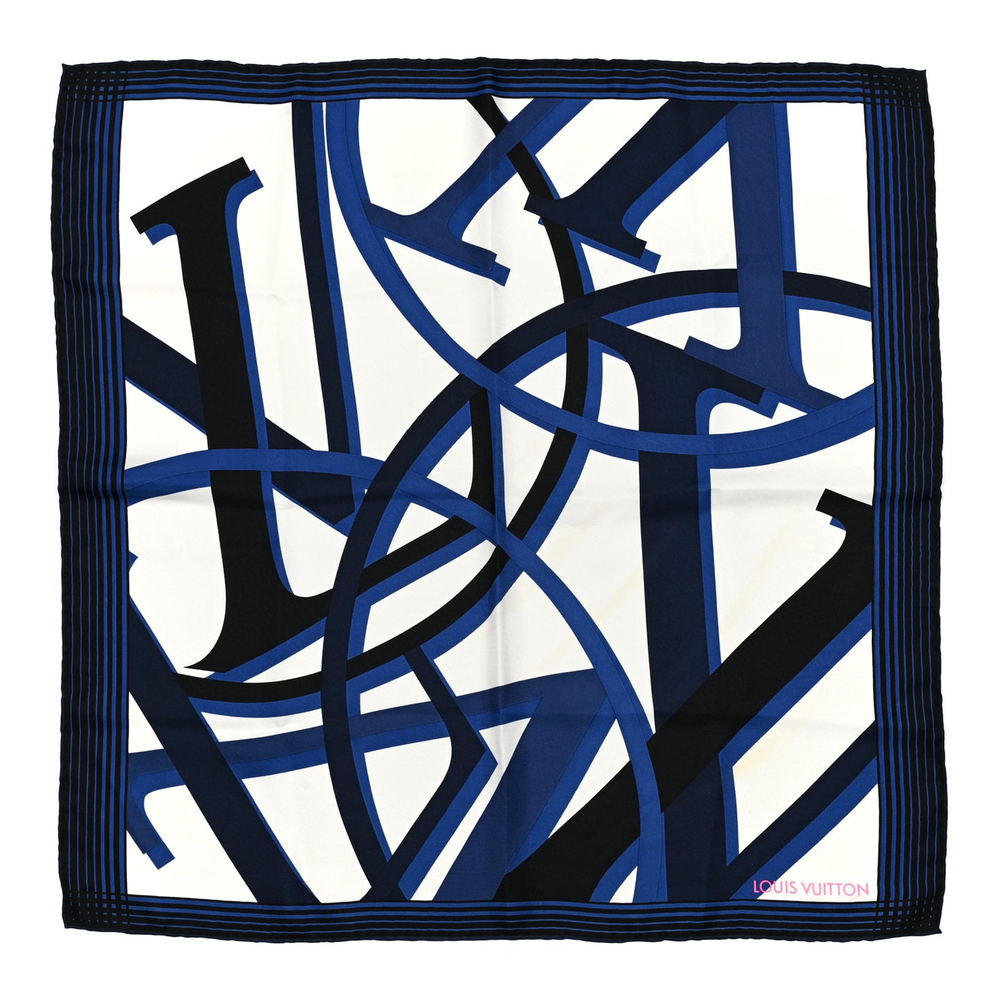Silk LV Monogram Square Scarf Navy