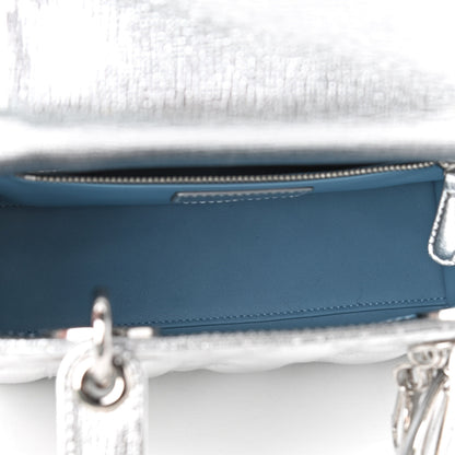 Christian Dior Metallic Grained Calfskin Cannage Small Lucky Badges My Lady Dior Silver 4 of 5