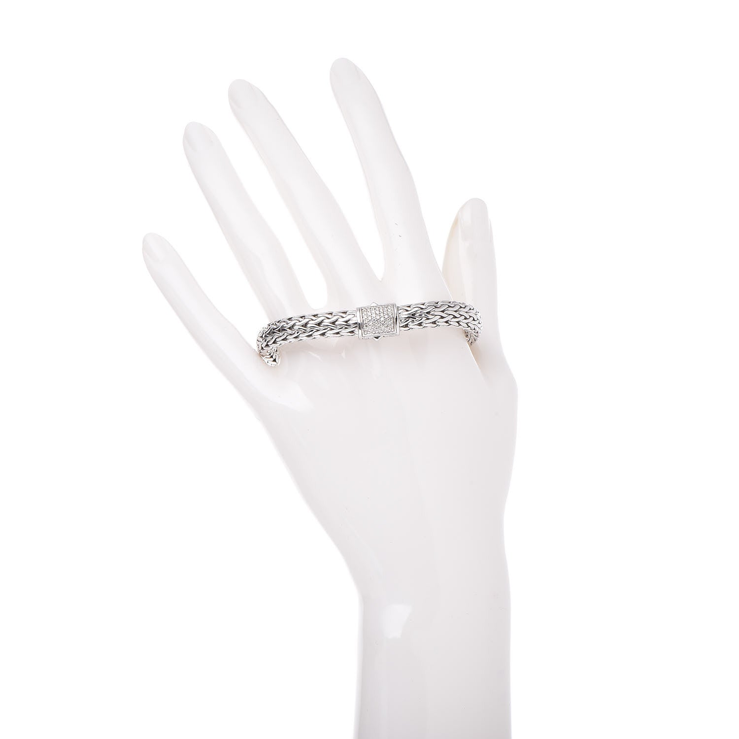 John Hardy Sterling Silver Diamond 7.5mm Classic Chain Bracelet 2 of 4