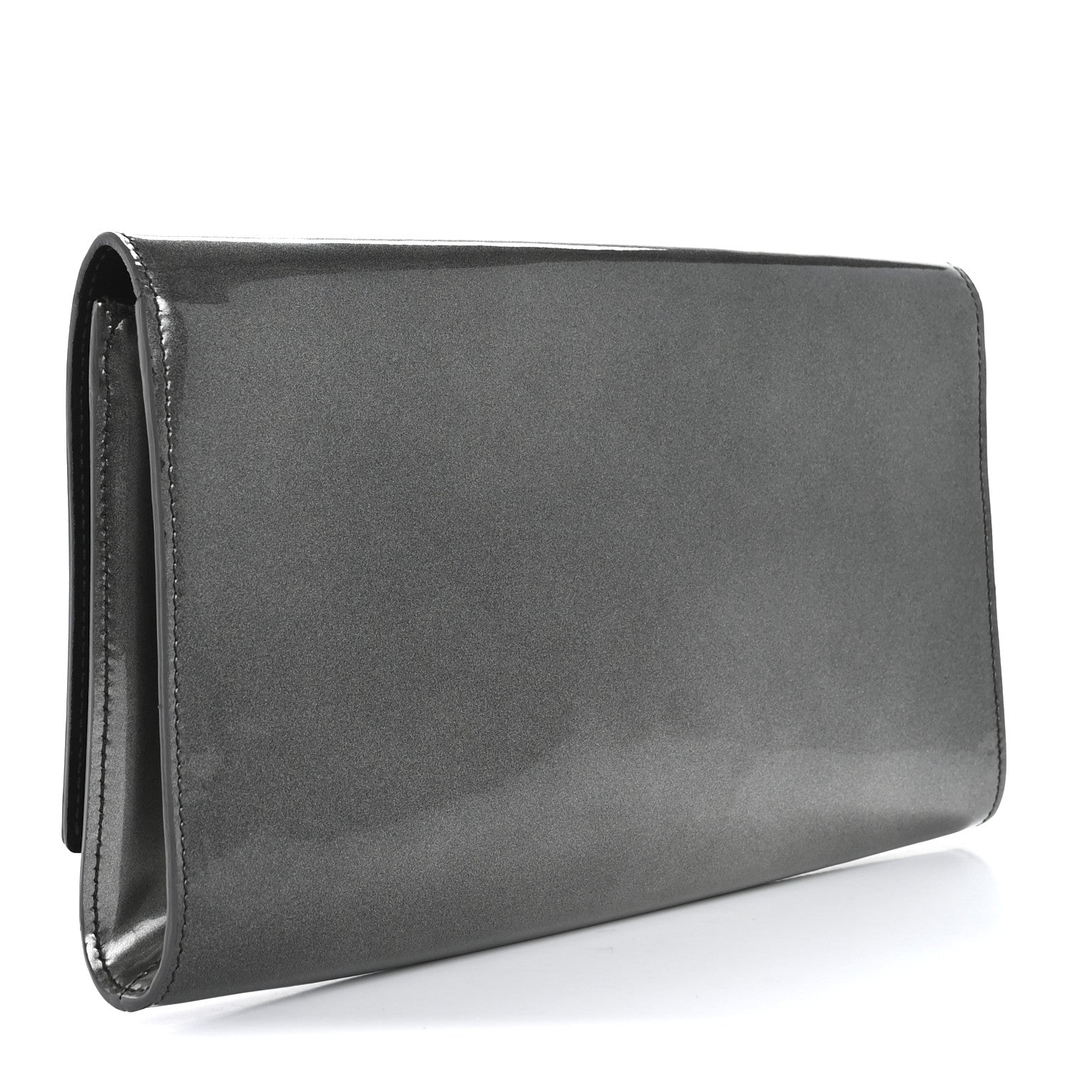 Saint Laurent Patent Large Belle De Jour Clutch Grey 3 of 13