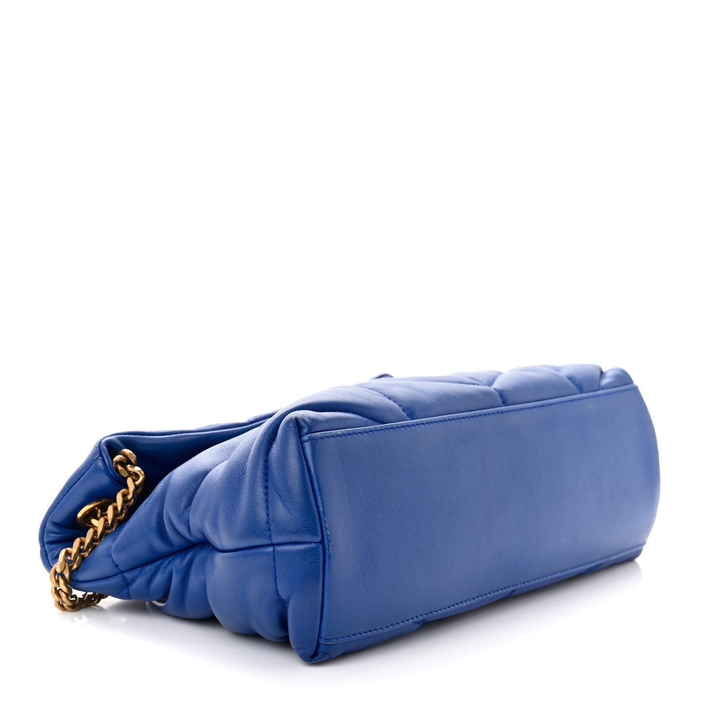 Lambskin Quilted Small Loulou Puffer Monogram Chain Satchel Majorele Blue