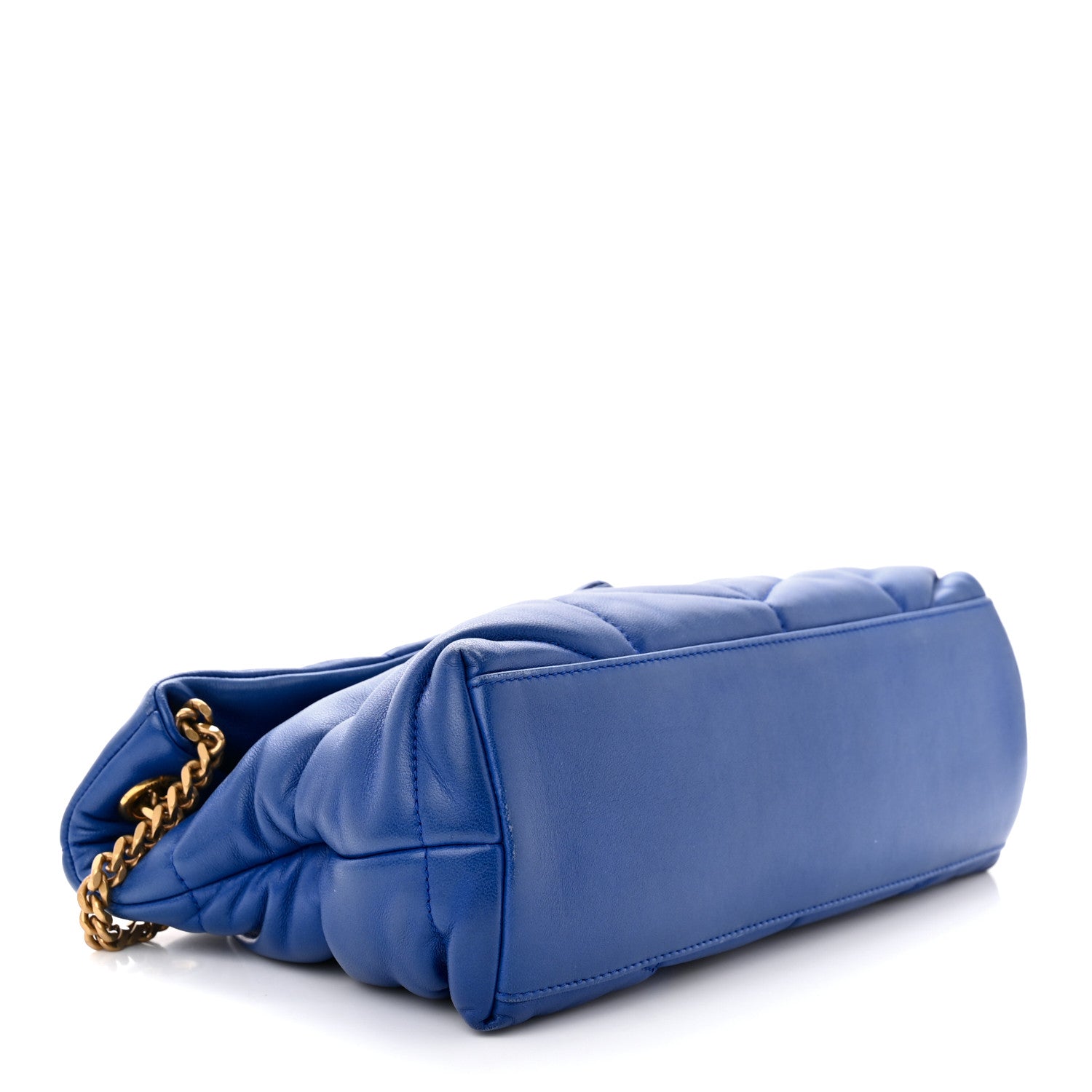 Saint Laurent Lambskin Quilted Small Loulou Puffer Monogram Chain Satchel Majorele Blue 4 of 10