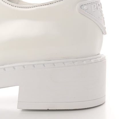 Prada Spazzolato Rubber Triangle Logo 50mm Derby Loafers 40 White 10 of 11