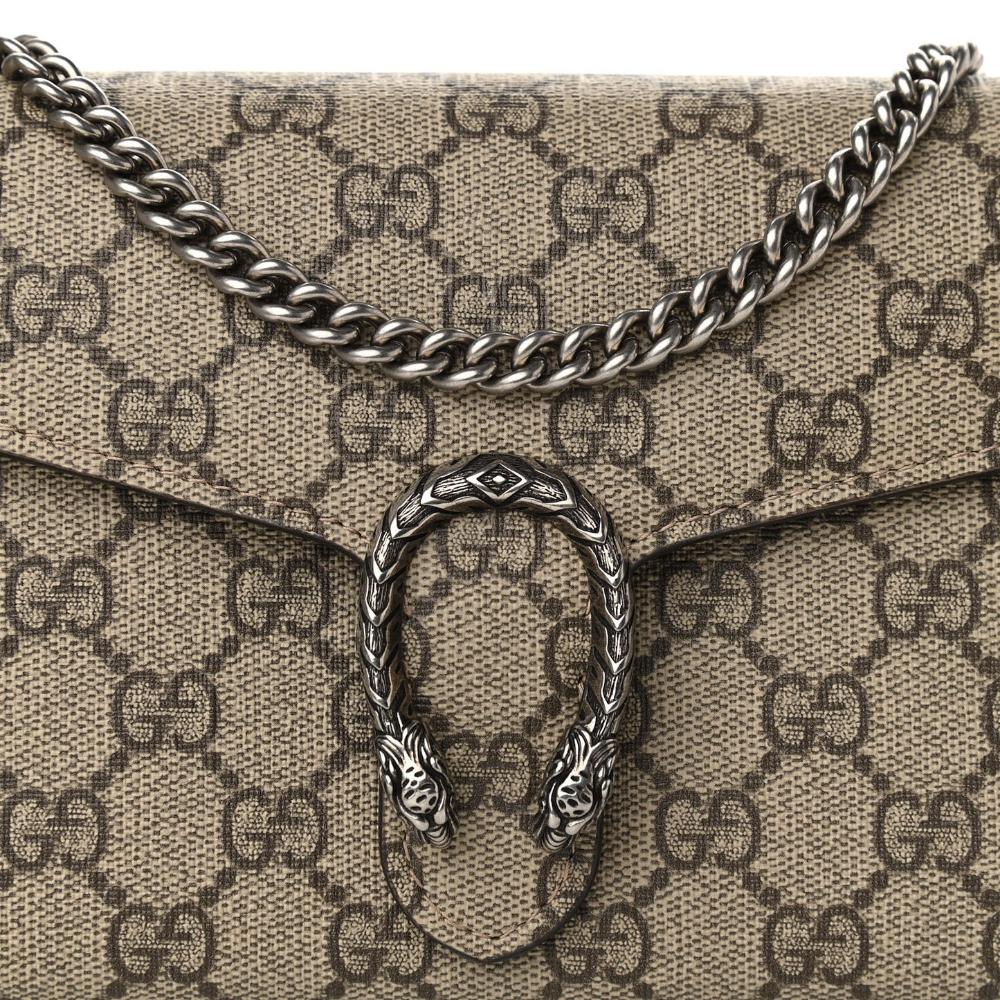 GG Supreme Monogram Mini Dionysus Chain Wallet Beige Taupe