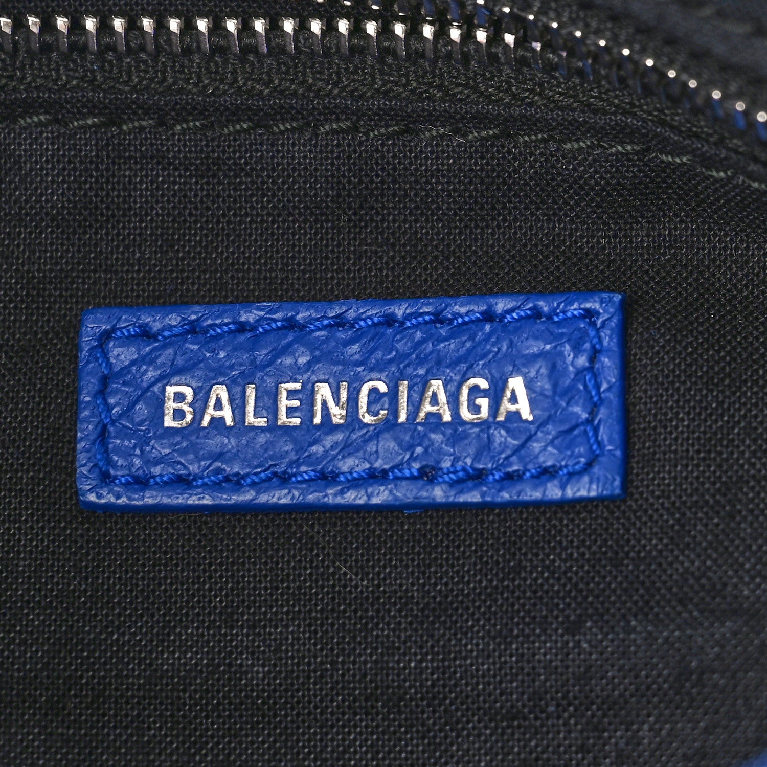 Balenciaga Agneau Classic Silver Hardware Mini City Logo Strap Bleu Electric Black 6 of 8
