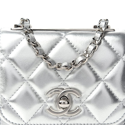 Chanel Metallic Lambskin Quilted Mini Trendy CC Clutch With Chain Silver 10 of 11