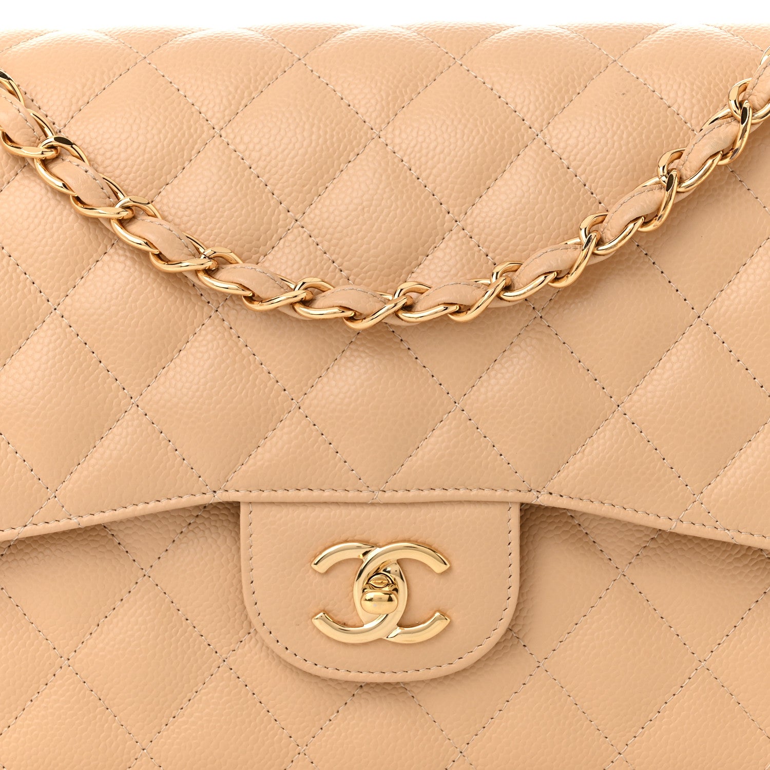 Chanel Caviar Quilted Jumbo Double Flap Beige Clair 8 of 10