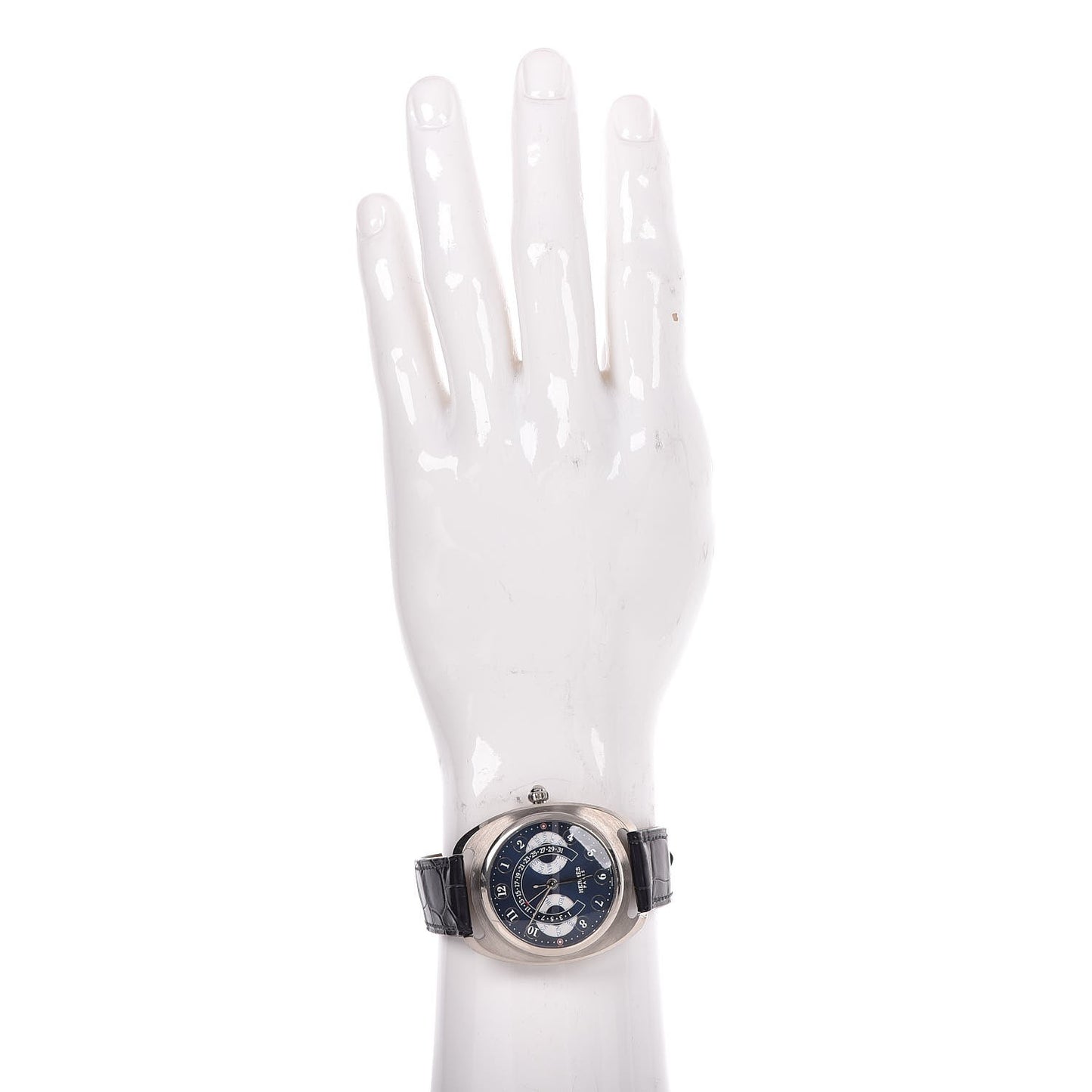 18K White Gold Alligator 40.5mm Dressage Annual Calendar Automatic Watch Bleu Obscur
